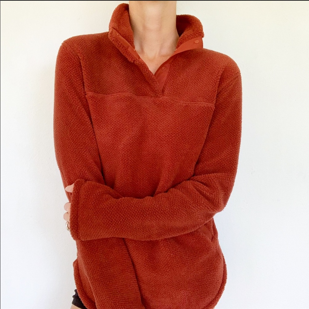 Thread & Supply orange fleece pullover sweater size XS